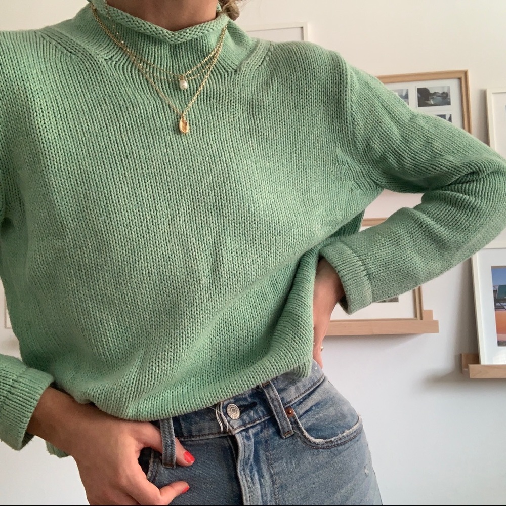J. Crew Light Mint Mock Neck Sweater